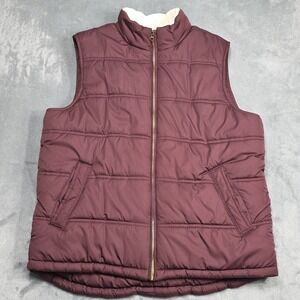 American Threads Maroon Sherpa Lined Vest Men's Size L